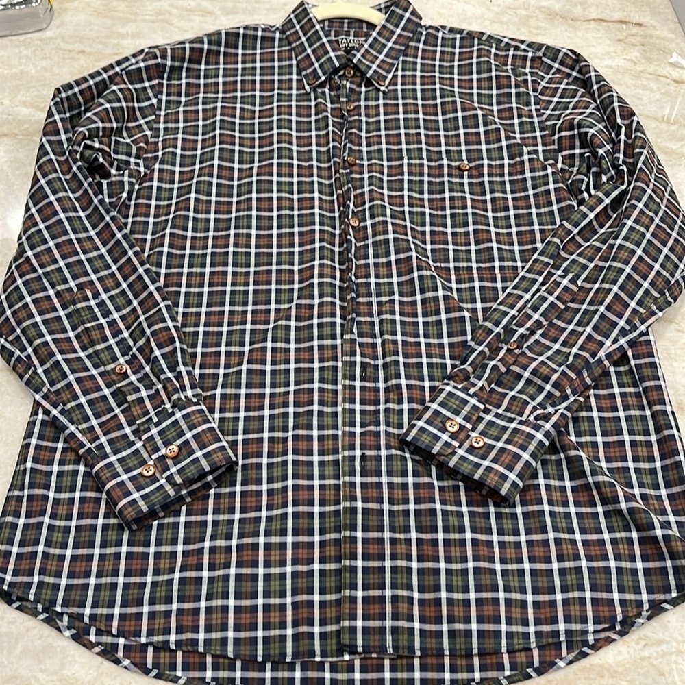 MEN'S SALE Taylor Dry Goods | Modal Cotton‎ Plaid Dress Shirt | Blue Multi | L